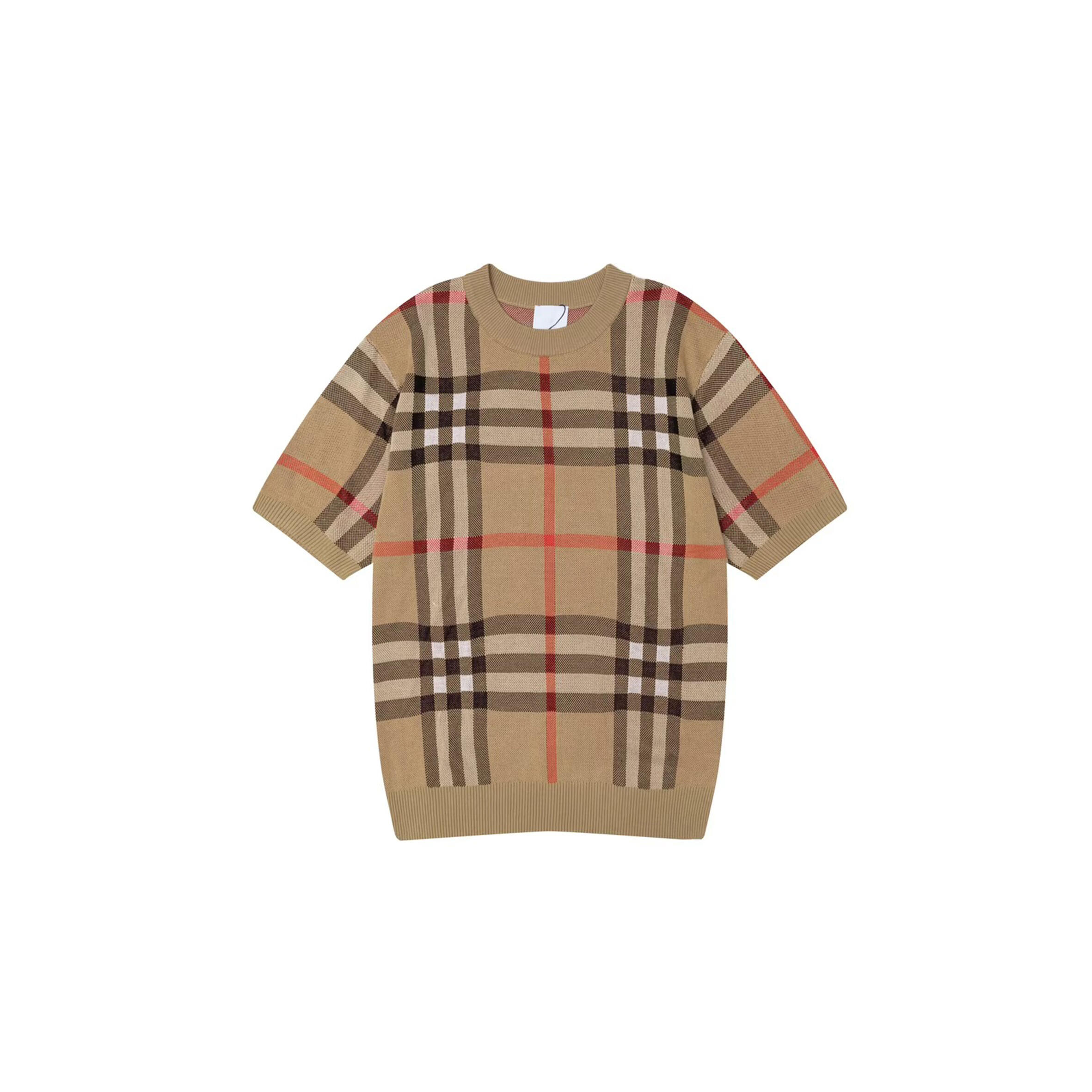 Bv*b*rry round neck plaid knit short sleeve